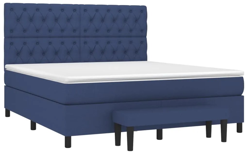Cama com molas/colchão 160x200 cm tecido azul