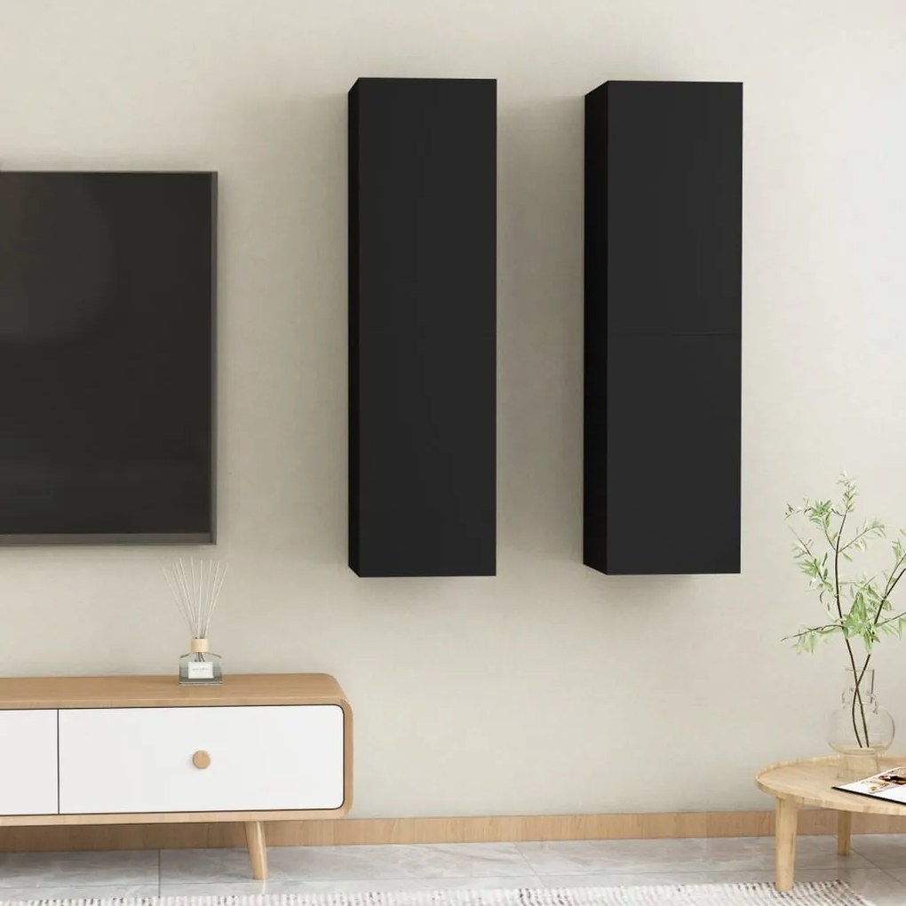 vidaXL Móveis de TV 2 pcs 30,5x30x110 cm derivados de madeira preto
