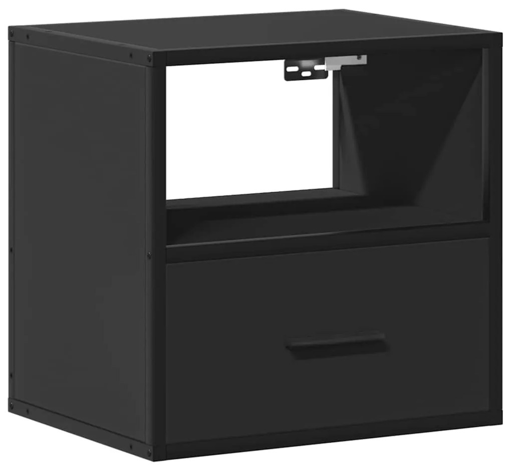 Mesas de cabeceira de parede 2 pcs 40x31x39,5 cm preto