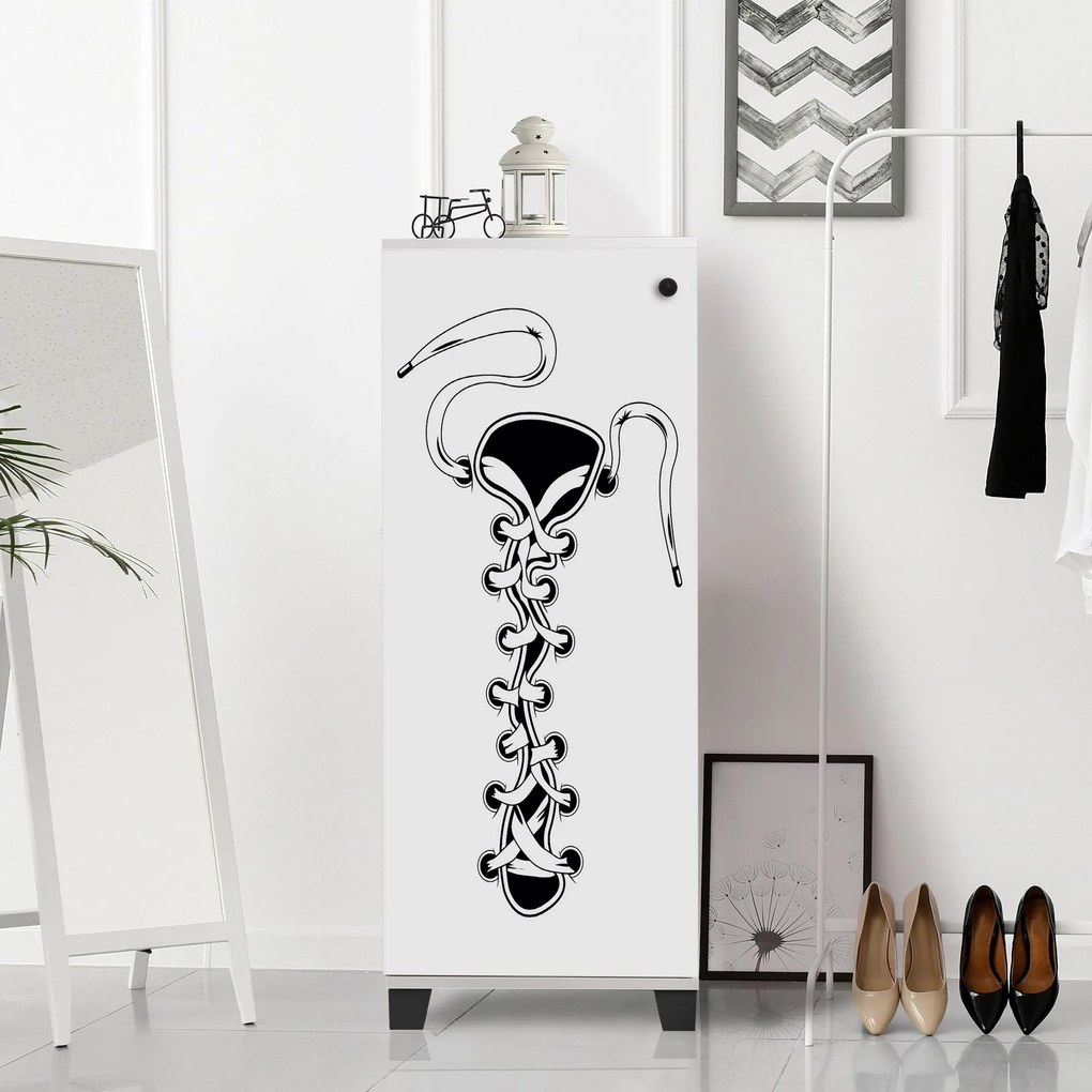 Sapateira Filinta – Branco/Preto – 50 cm x 127 cm x 38 cm