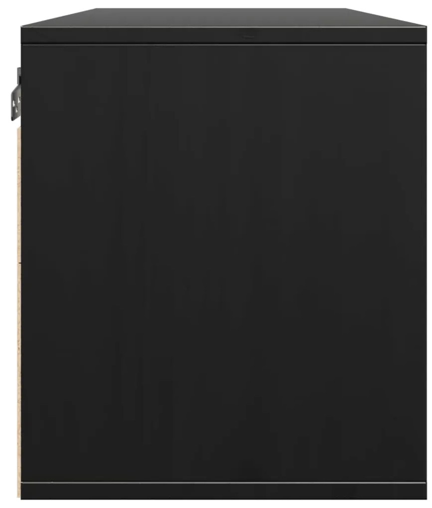 Armário de parede 80x30x35 cm madeira de pinho maciça preto