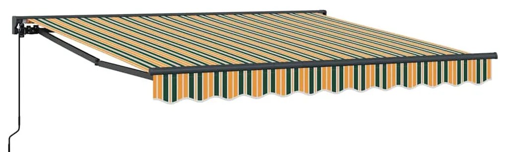 Toldo Retrátil Manual Verde e Amarelo 300x250 cm Poliéster
