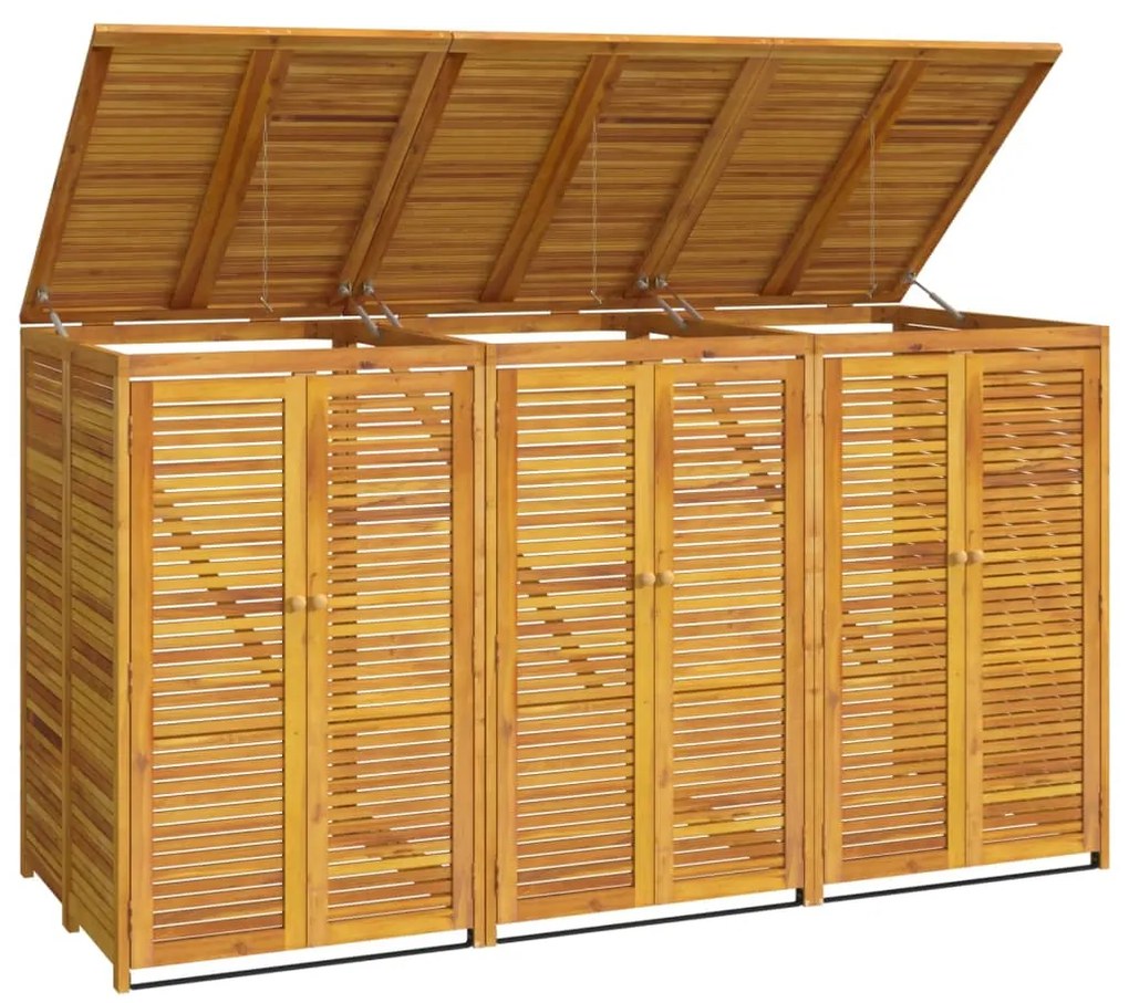 Abrigo triplo p/ caixote do lixo 210x89x117 cm acácia maciça