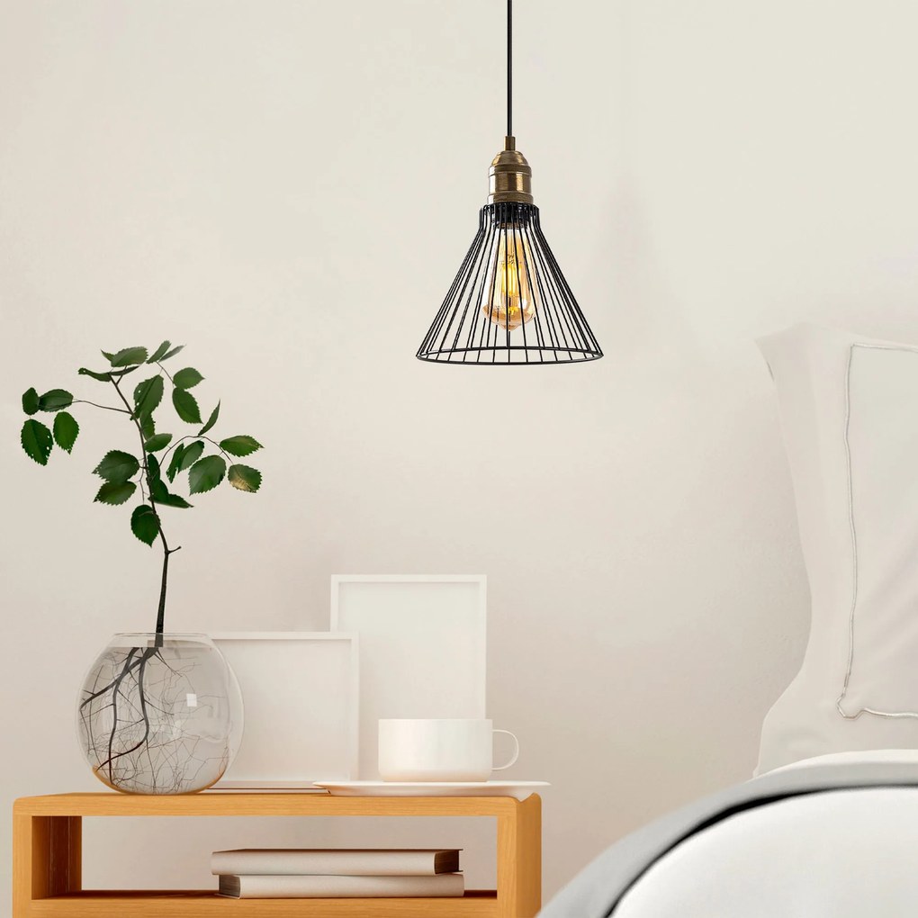 Candeeiro Chandelier Rozye – Preto Antigo – 20 x 20 x 34-124 cm