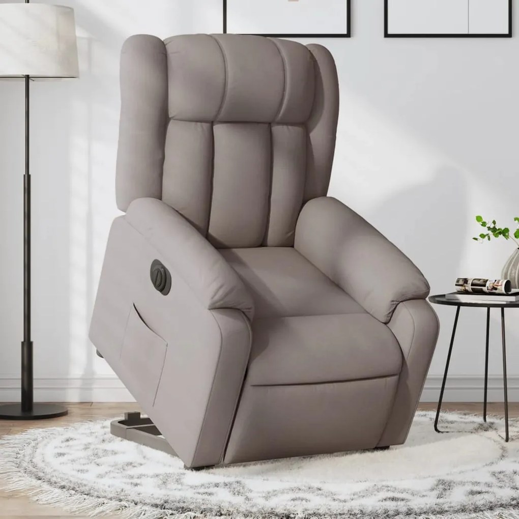 vidaXL Poltrona reclinável elevatória elétrica cinza-acastanhado