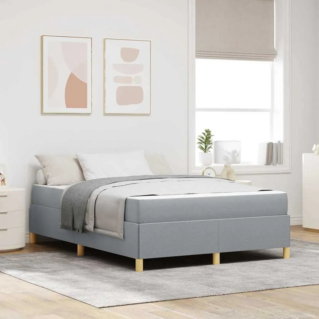 vidaXL Cama Box Cinza Claro e Branco e Cinza Claro 140 x 200 cm tecido