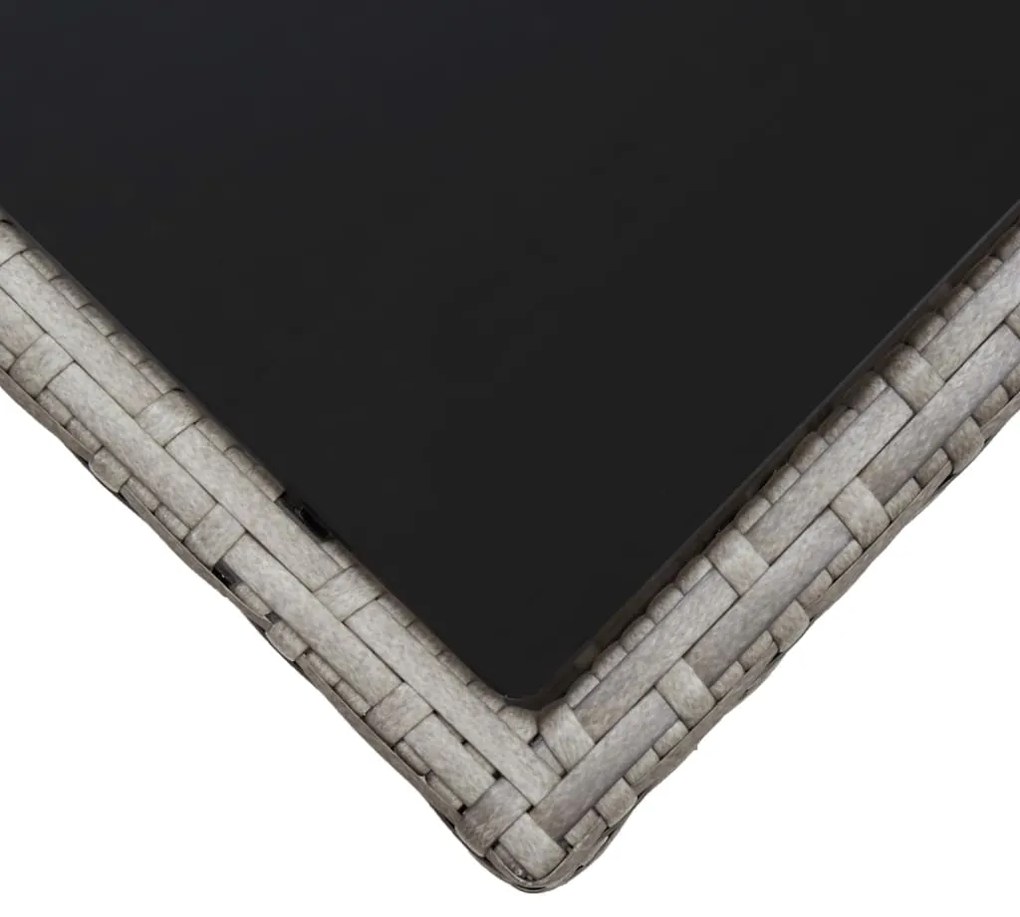Mesa de centro 45x45x40 cm vime PE e vidro cinzento