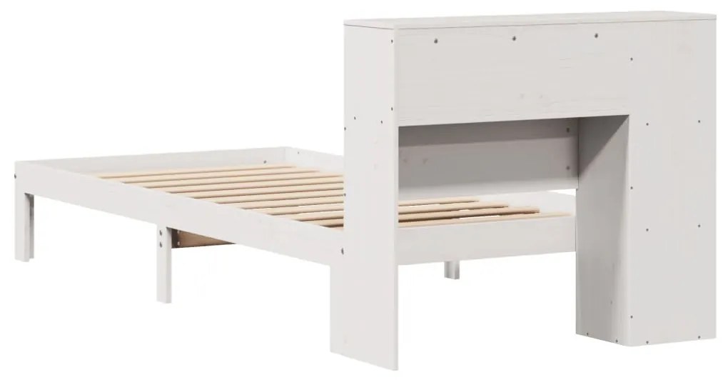 Cama com estante sem colchão 90x190 cm pinho maciço branco