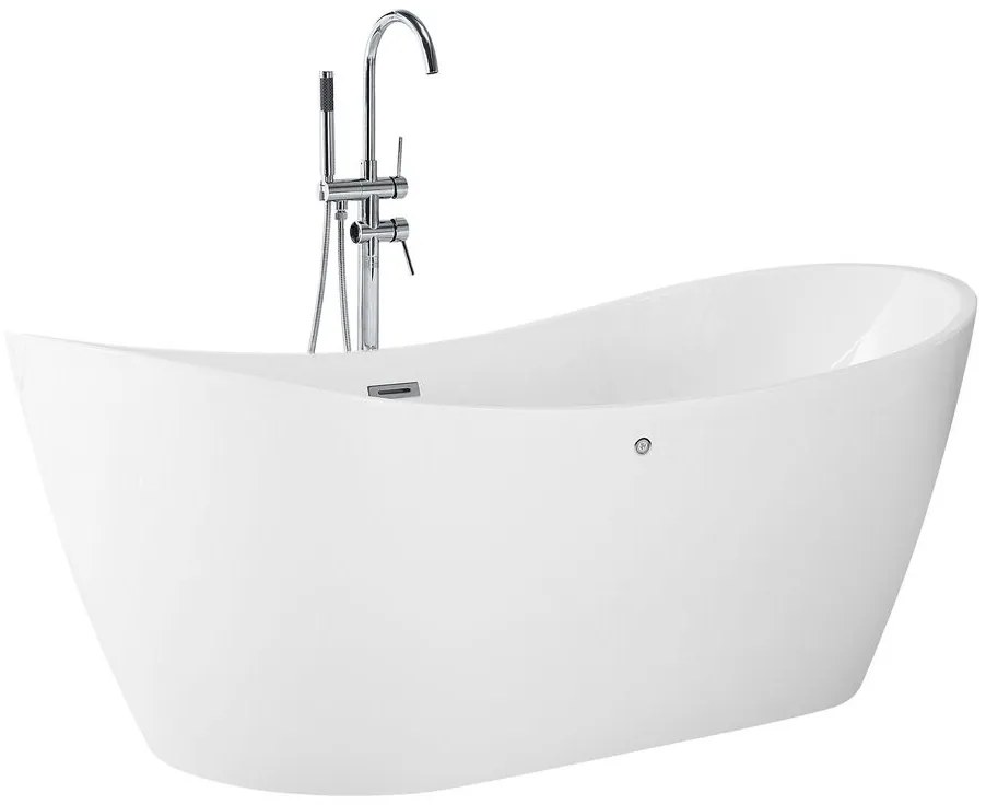 Banheira autónoma de hidromassagem em acrílico branco com LED 168 x 80 cm ANTIGUA Beliani