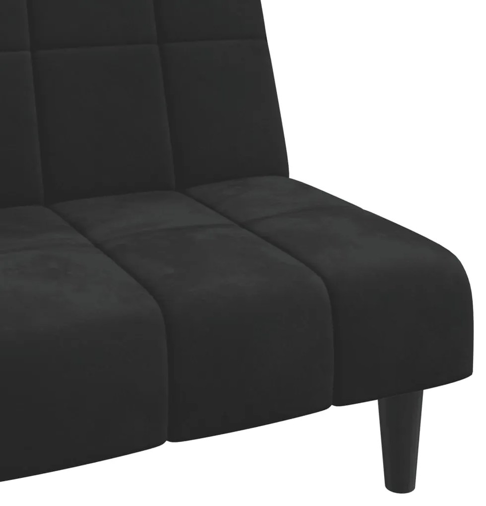 Sofá-cama de 2 lugares veludo preto