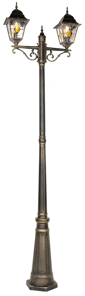 Candeeiro de pé vintage para exterior dourado antigo 240 cm 2 luzes - Antigua