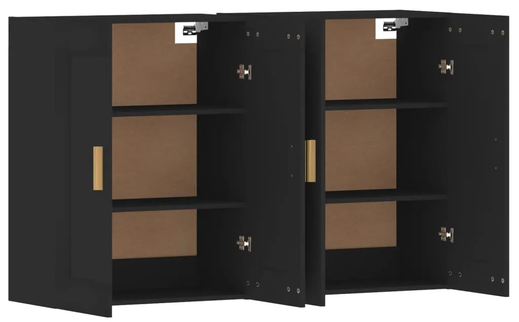 Móveis de parede 2 pcs derivados de madeira preto