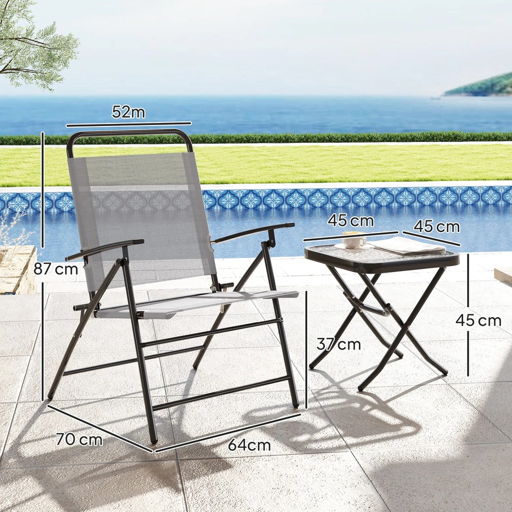 Conjunto de Mesa e Cadeiras de 3 Peças Móveis de Jardim Dobráveis com