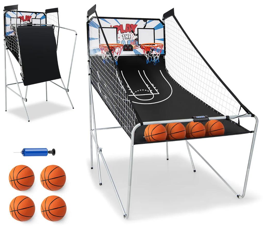 Cesto basquetebol eletrónico crianças duplo, cesto eletrónico basquetebol com tabela branca