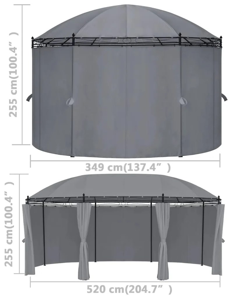 Gazebo com cortinas 520x349x255 cm antracite