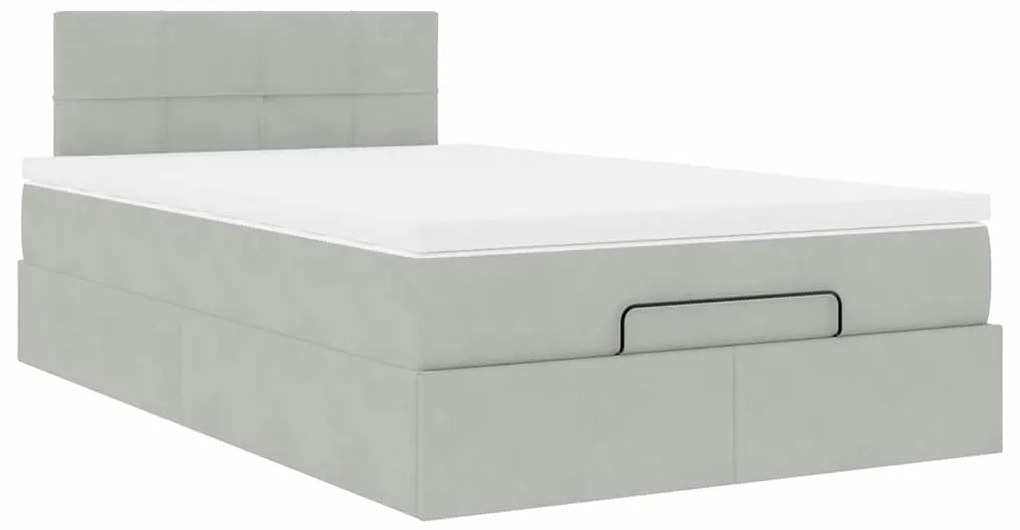 Estrutura de cama otomana com colchão cinza claro Veludo