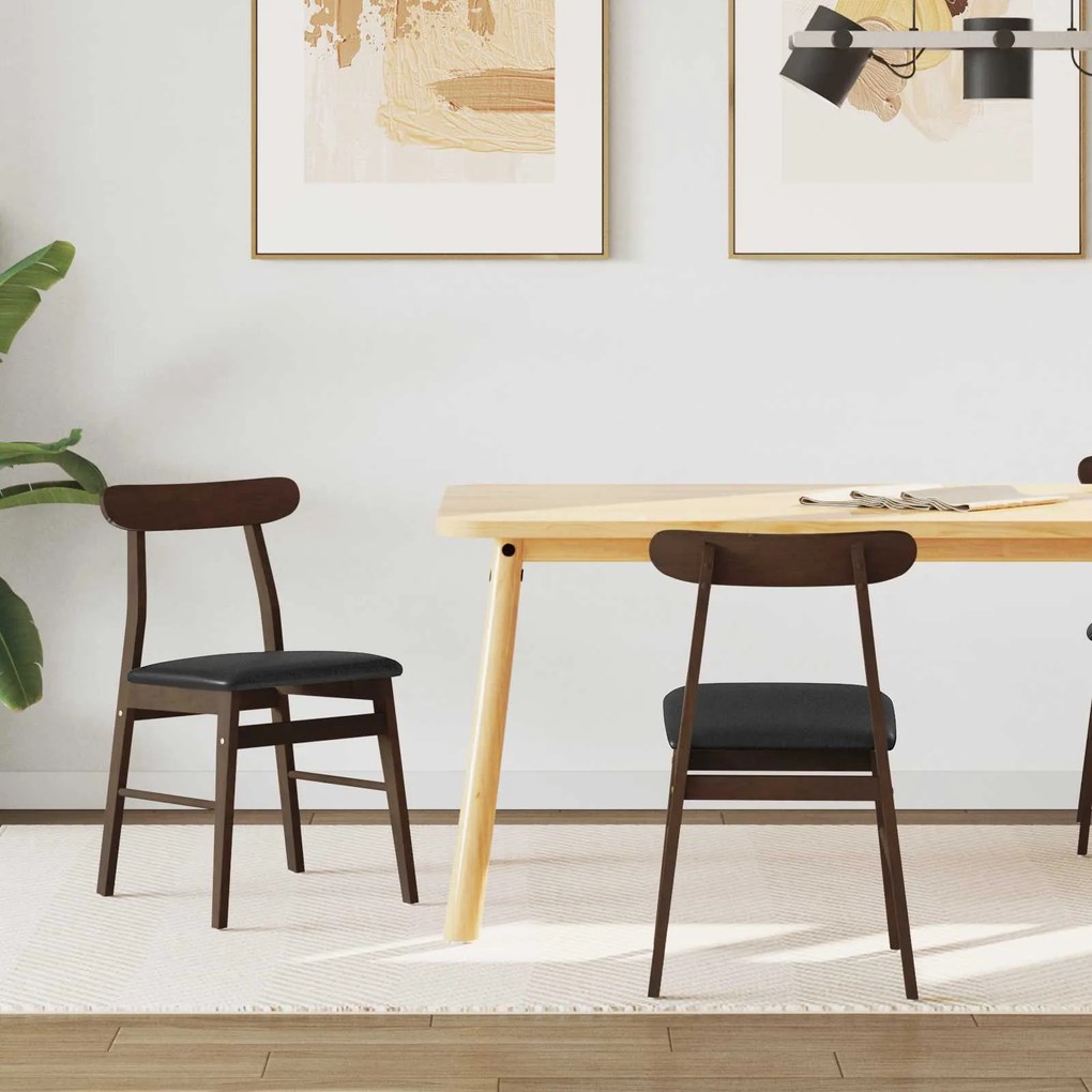 vidaXL Cadeira de jantar 2 pcs Marrom claro e preto