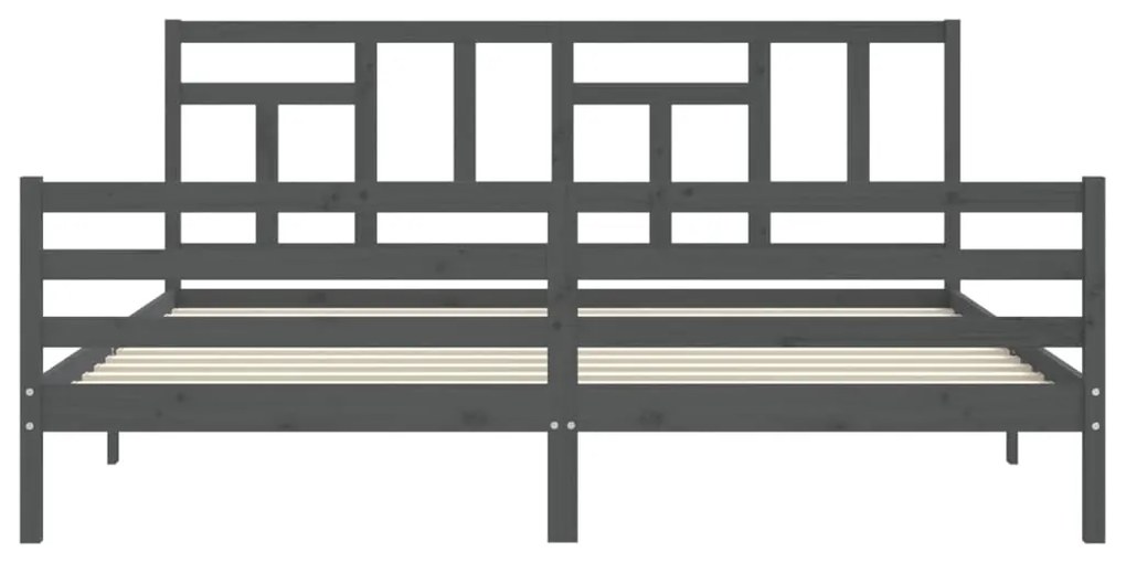 Estrutura de cama com cabeceira 200x200 cm madeira maciça cinza