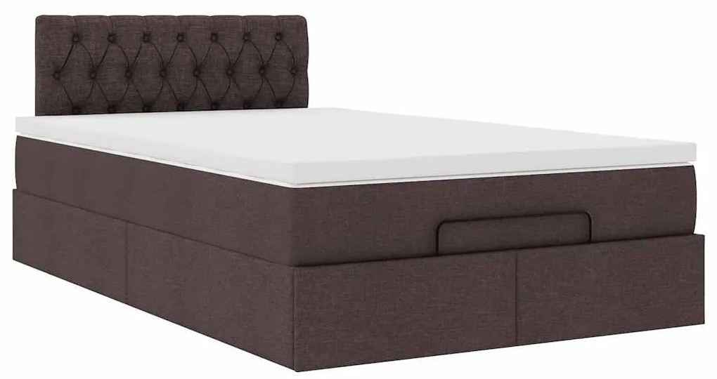 Estrutura de cama otomana com colchão 120x190cm castanho escuro