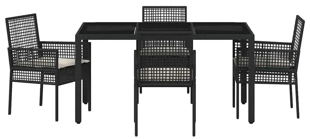 Conjunto de Jantar para Jardim 5 pcs Preto 150 x 90 x 75 cm