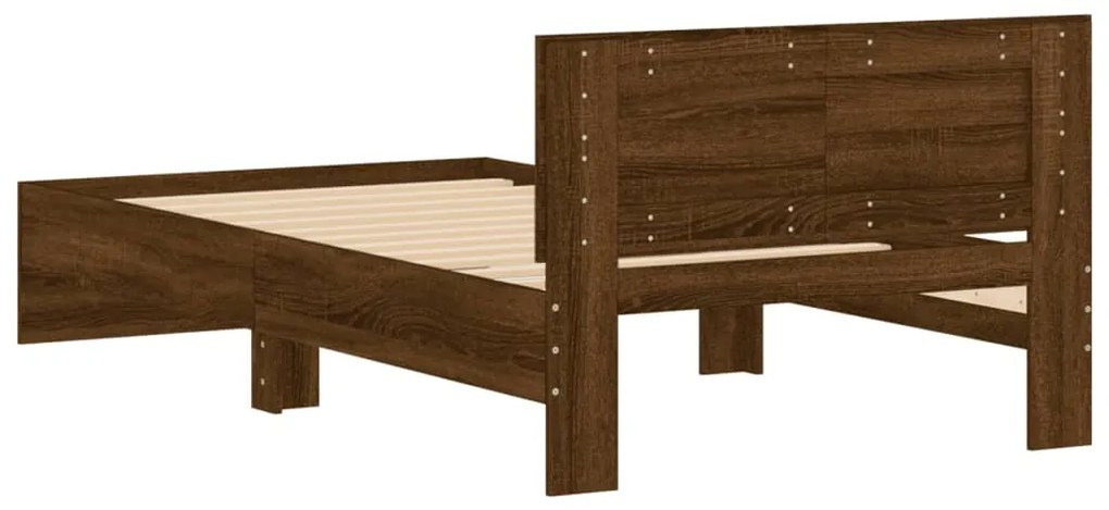 Cama sem colchão com cabeceira 100x200 cm carvalho castanho