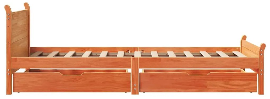 Cama sem colchão 90x190 cm madeira de pinho maciça castanho-mel