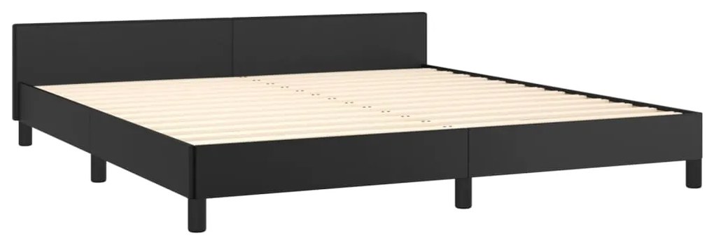 Estrutura de Cama Salu com Cabeceira em Couro Artificial Preto - 160x2