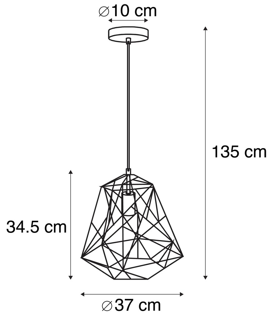Candeeiro de suspensão industrial preto - Framework Basic Moderno