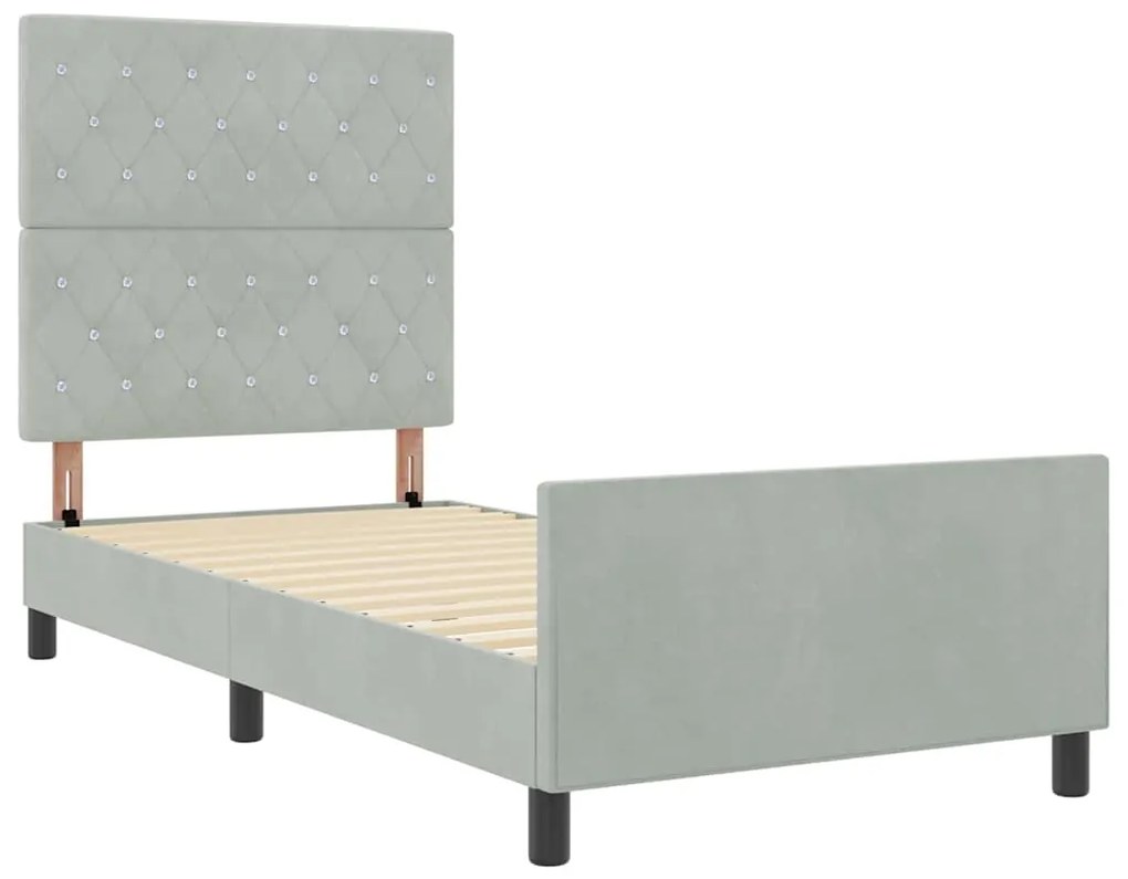 Estrutura da Cama vidaXL Cinzento claro 90x190 cm Veludo
