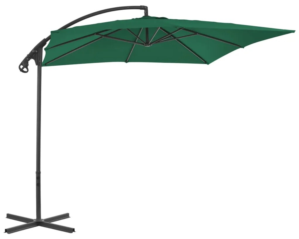 Guarda-sol cantilever com poste de aço 250x250 cm verde