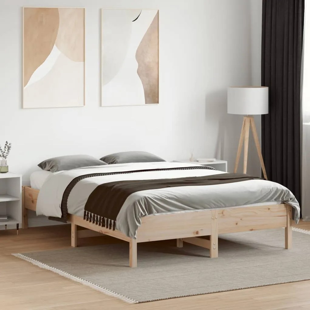 Cama sem colchão 140x190 cm madeira de pinho maciça