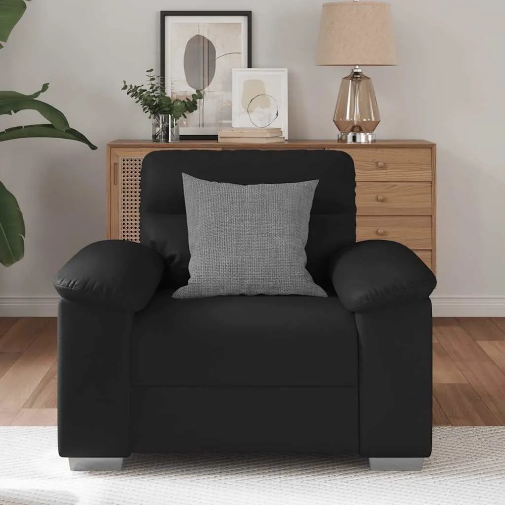 Poltrona couro artificial 60 cm preto