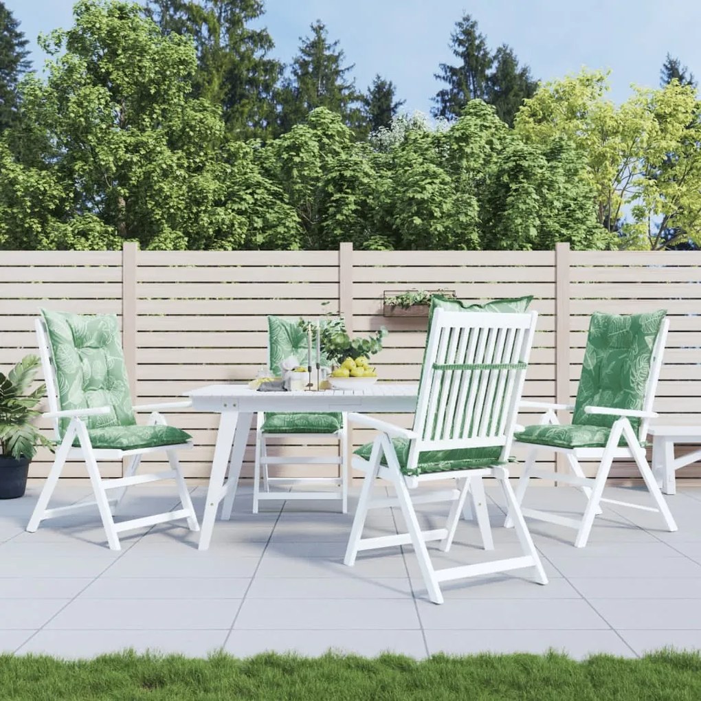 vidaXL Almofadões para cadeiras altas de jardim 4 pcs tecido folhas