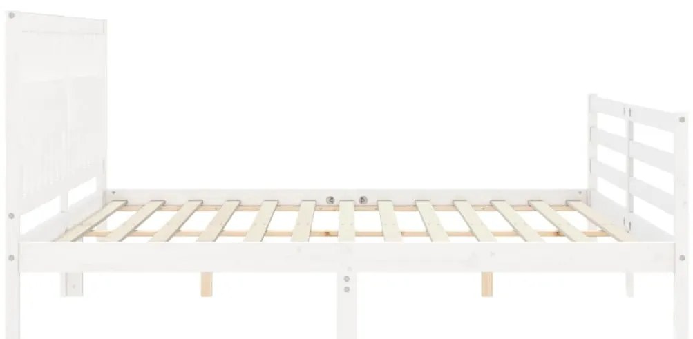Estrutura de cama com cabeceira 200x200cm madeira maciça branco