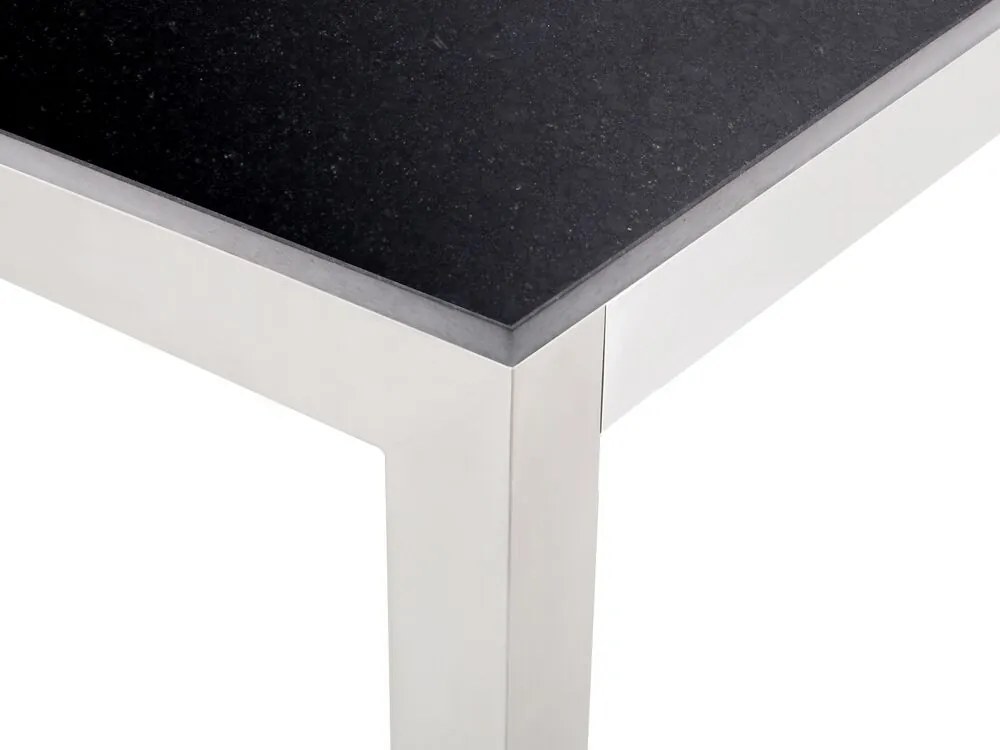 Conjunto de mesa com tampo granito polido preto 180 x 90 cm e 6 cadeiras brancas GROSSETO Beliani