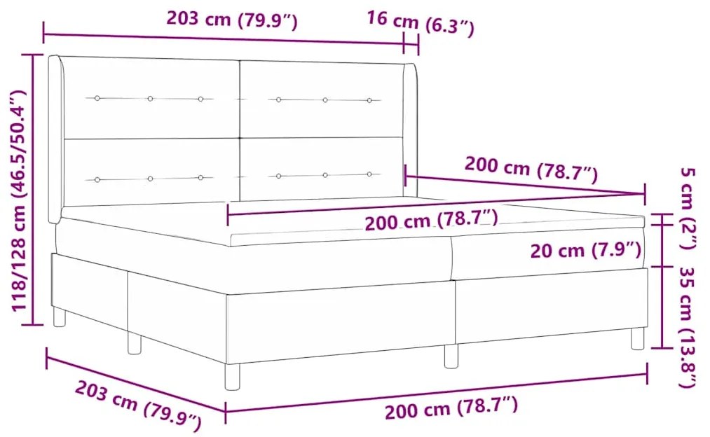 Cama Box com Colchão Cinza Claro 200 x 200 cm