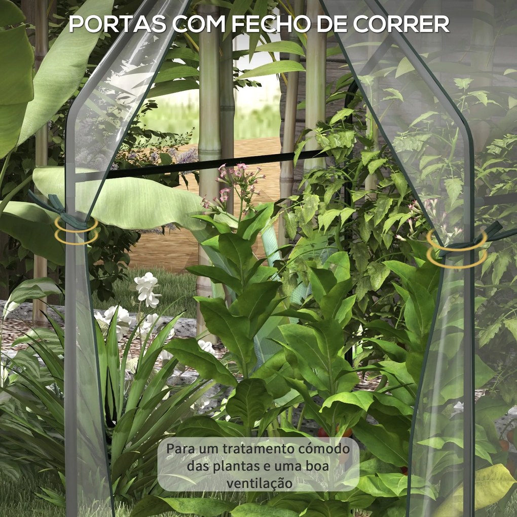 Estufa de Jardim com 2 Portas com Fecho de Correr Anti UV para Cultivo de Plantas Flores 90x90x145 cm Transparente