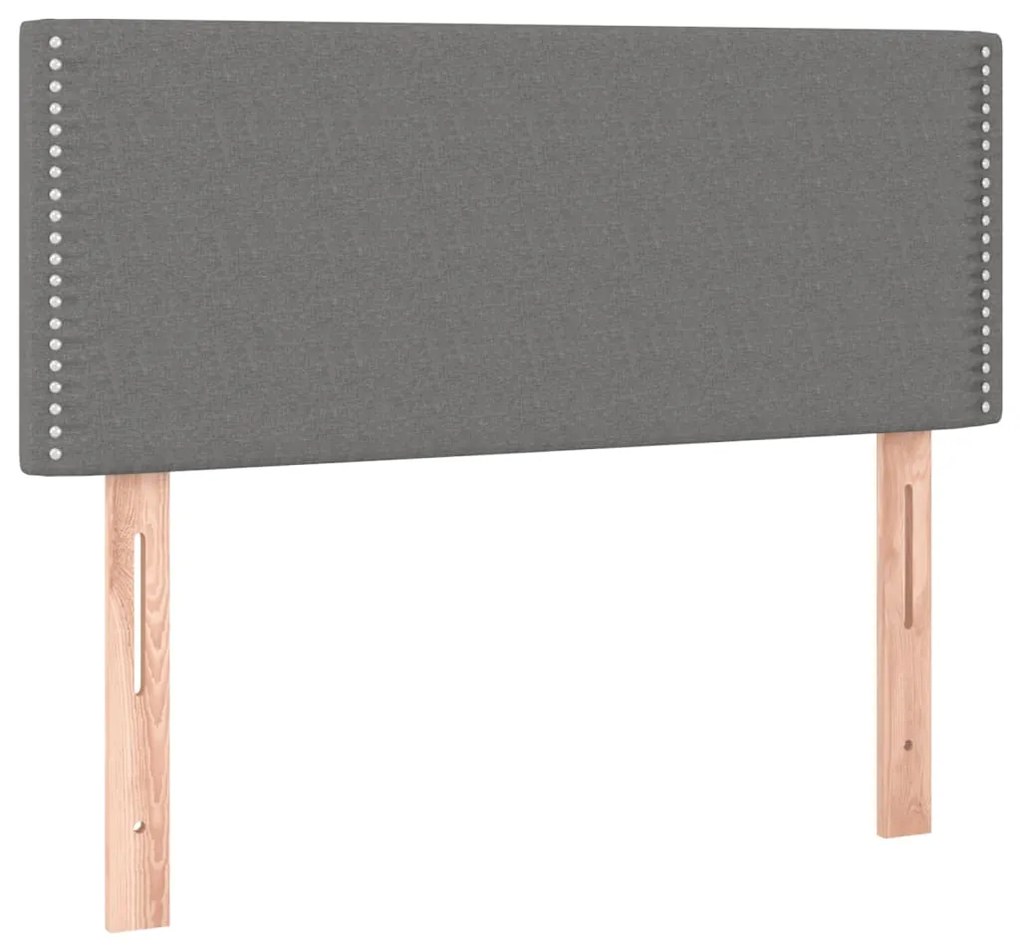 Cama box spring c/ colchão e LED 120x190 cm tecido cinza-escuro