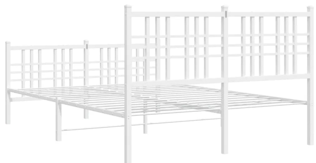 Estrutura de cama com cabeceira e pés 140x200 cm metal branco
