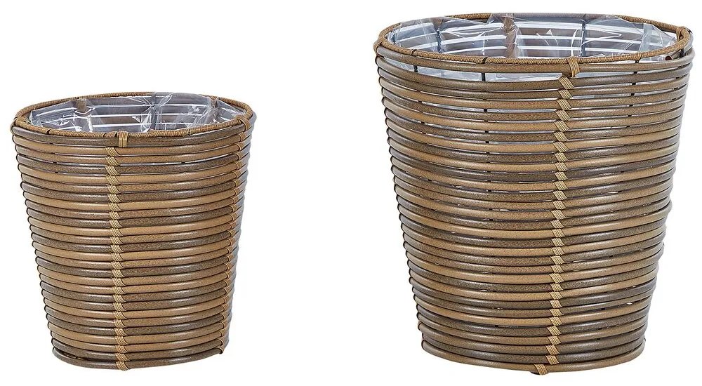 Conjunto de 2 vasos em rattan castanho SARTI Beliani