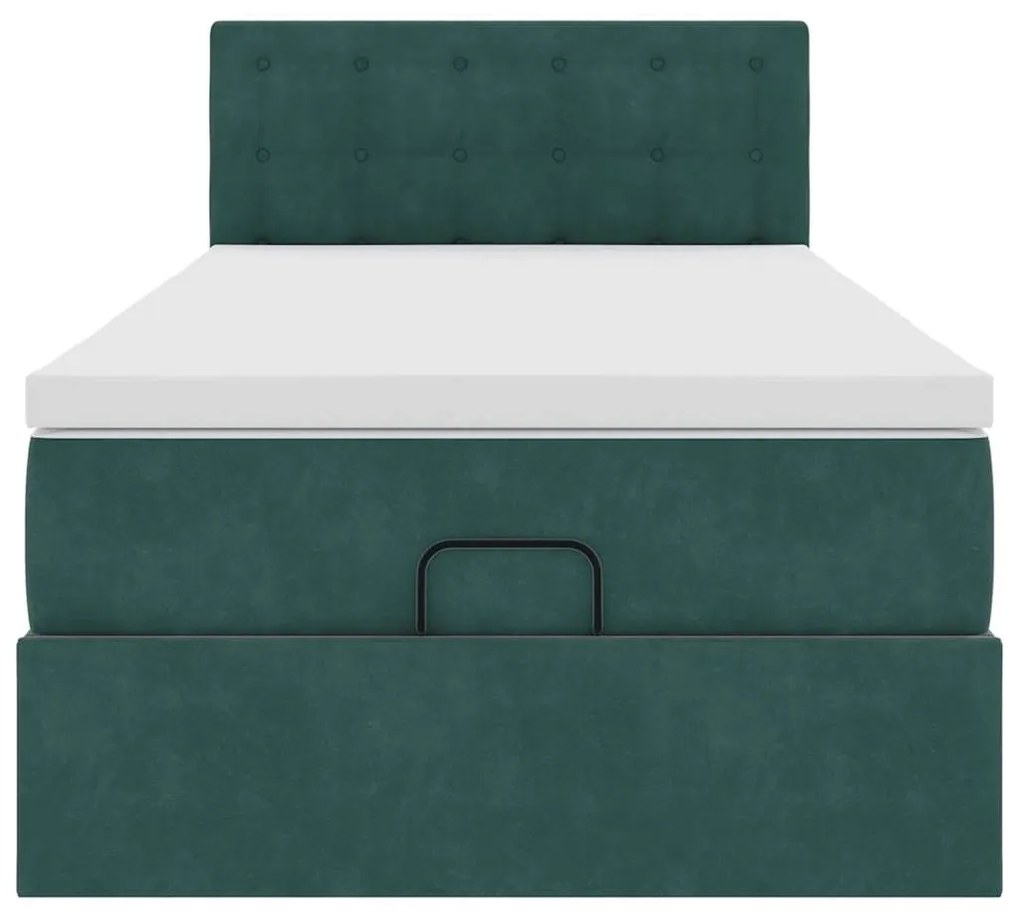 Estrutura de cama otomana colchão 90x200 cm veludo verde escuro