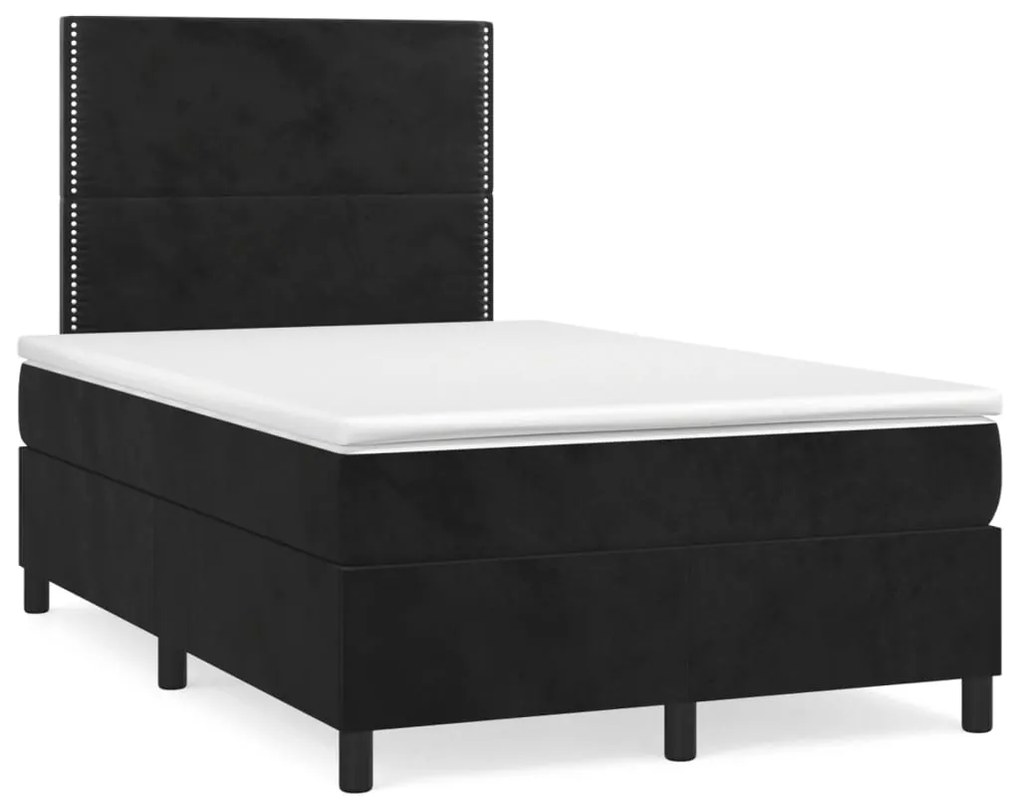 Cama box spring c/ colchão e LED 120x190 cm couro artif. preto