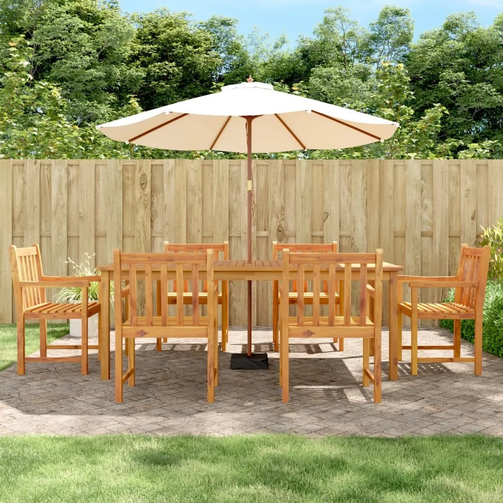vidaXL 7 pcs conjunto de jantar para jardim madeira de acácia maciça