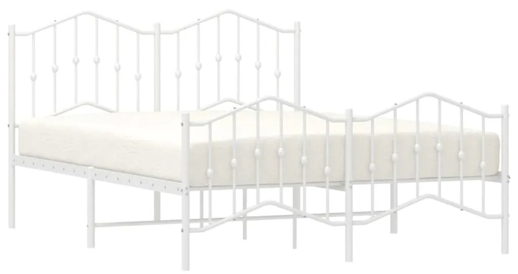 Estrutura de cama com cabeceira e pés 135x190 cm metal branco