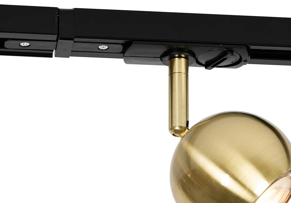 Sistema de trilho moderno monofásico 5 luzes preto com dourado - Gissi Moderno