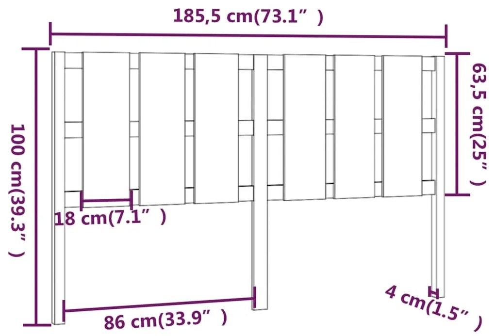 Cabeceira de cama 185,5x4x100 cm pinho maciço castanho mel