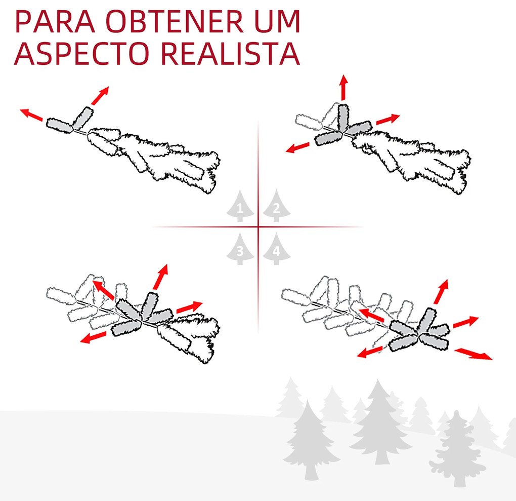 HOMCOM Árvore de Natal 210cm Árvore de Natal Artificial com 505 Ramos