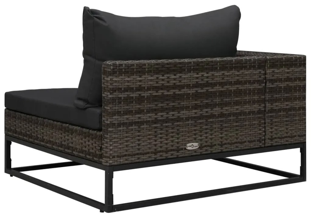 5 pcs conjunto sofás de jardim c/ almofadões vime PE cinzento