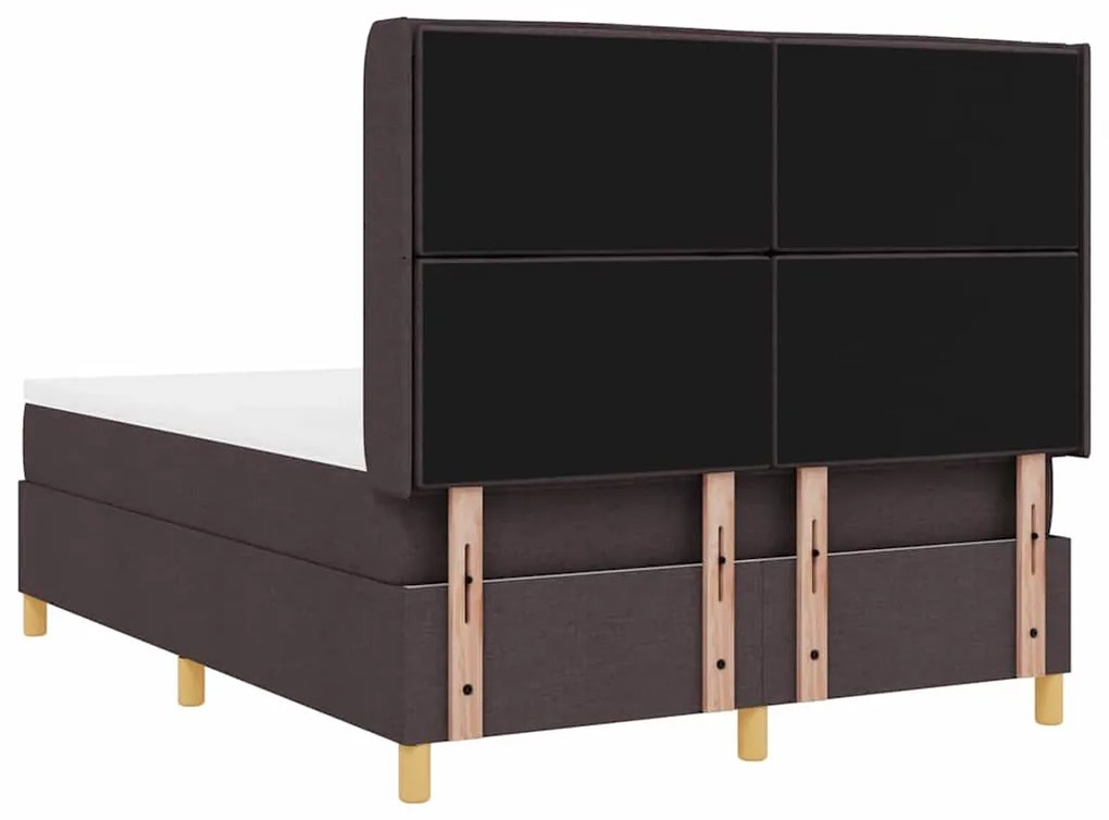Cama Box Spring com Colchão e LED Castanho Escuro 140x200 cm em Tecido