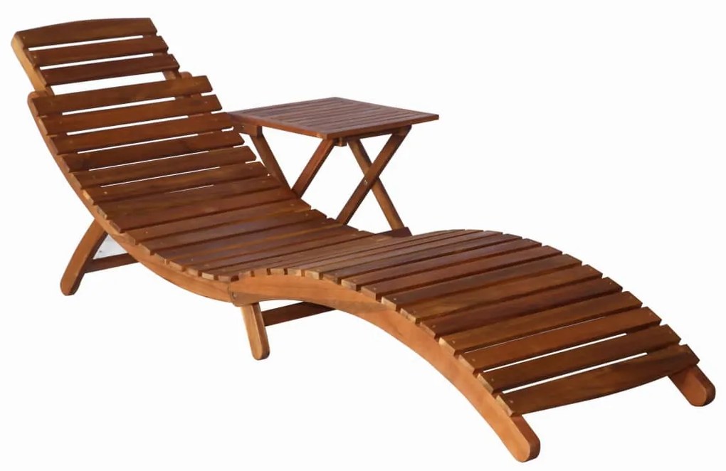 46653 vidaXL Espreguiçadeira com mesa madeira de acácia maciça castanho